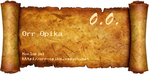 Orr Opika névjegykártya